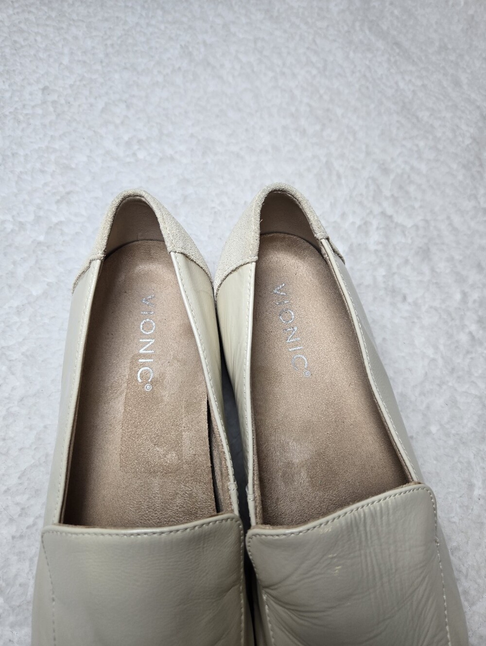 Vionic Kensley Loafers Size 9 Womens Shoes Penny Patent Leather Cream Suede - Picture 5 of 7